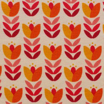 Preview: Baumwolljersey Feather Fan Retroblätter Rottöne auf Creme von jojulein design by Swafing